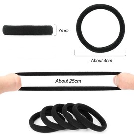 CeAnGye Hair Ties, 100 Pcs Black Hair Ties for Women, Soft Cotton Hair Tie, Elastic Seamless Hair Ties Bands Ponytail Holders for Thick Hair and Curly Hair, 7mm in Width