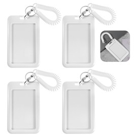 LIQWEI 4 Pcs Photocard Holder, Transparent Photo Card Holder Keychain, ID Badge Holders, Bus Credit ID Bank Cards Holders Student Cards Photo Protector (Straight Edge White)