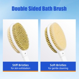 MOXYOY Rückenschrubber, Körperduschbürste mit 44 cm langem Griff, doppelseitige Peeling-Rückenbürste mit steifen und weichen Borsten für Damen, Herren, ältere Menschen