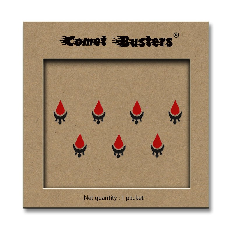 Comet Busters Tear Drop Beautiful Black and Red Bindi (BIN821)