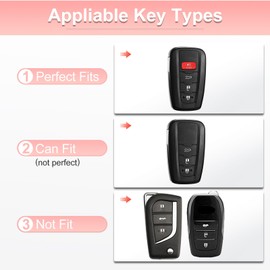 Pangpai Pink Key Fob Cover for Toyota, Soft TPU Key Case Protection with Bling Keychain Fit for 2018-2022 Camry RAV4 Highlander Avalon C-HR Prius Corolla GT86 Smart Key Holder