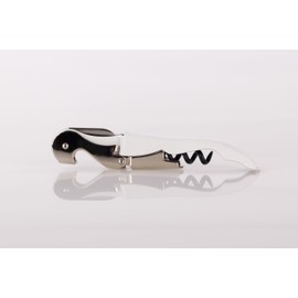 Qpractiko - CorkMaster Pro Waiter Corkscrew | Ergonomic Design | Teflon Spiral Non-Stick | Saw Blade and Sheet Opener | Stainless Steel for Great Durability (White)