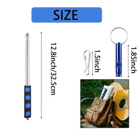 Boliyoooki 2.5 Metre Telescopic Flag Pole, Portable Telescopic Flag Pole Flag Pole Made of Stainless Steel with Non-Slip Handle, Clip and Foldable Pointing Rod for Camping, Travel Guides, Festivals
