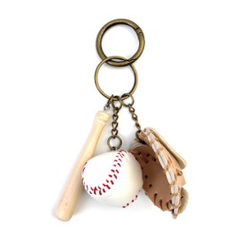 VersaKits Baseball Bat Ball and Glove Keychain Set Miniature Sports Lightweight Bronze Keyring Accessory Ideal Gift for Baseball Lovers Car Keys Backpacks and Bags