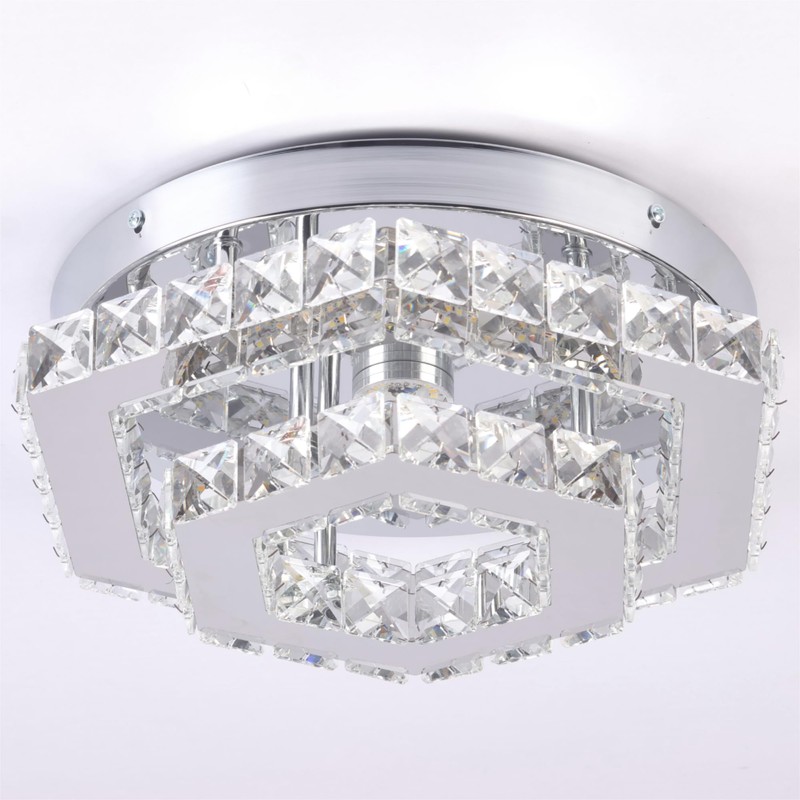 CXGLEAMING Modern Chandelier Crystal Flush Mount Ceiling Light LED Pendant