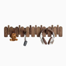 Tlongxia Moon Beech-6 Hooks Piano Key Clothes Hanger, Innovative Crescent Design Wall Mounted Entrance Hanging Clothes Hook for Entering The Door