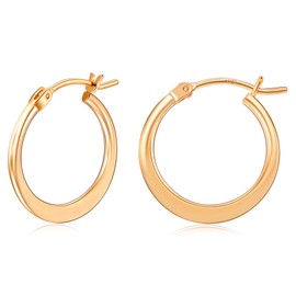Gacimy Small Rose Gold Hoop Earrings for Women 14k Rose Gold Plated, Flattened Rose Gold Hypoallergenic Rose Gold Earrings Hoops 20mm, 20MM, Brass Rose Gold Sterling Silver, No Gemstone