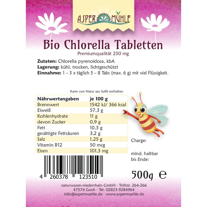 Organic Chlorella Pyrenoidosa Tablets, 500 g, 250 mg Each