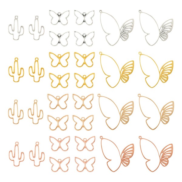 FASHEWELRY 120Pcs Alloy Open Back Bezel Butterfly Charms Hollow Frame