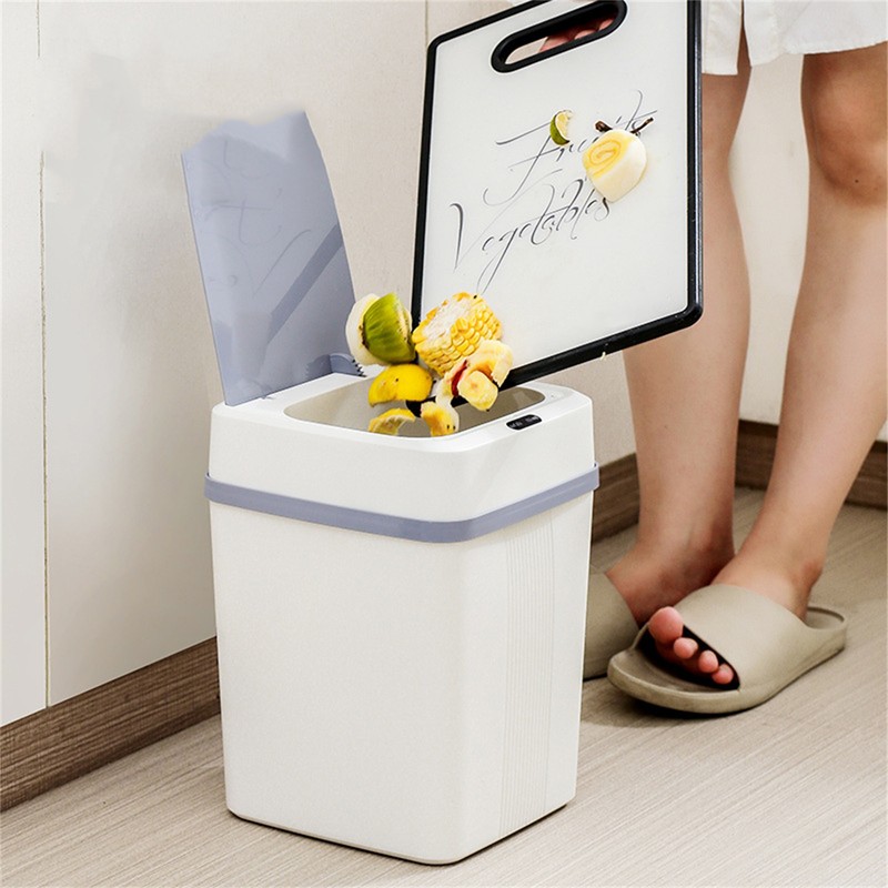 Trash Can 12L Smart Sensor Stable Dealing Cover Simple Style