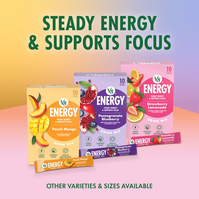 V8 Energy Peach Mango Energy Drink Powder, .10 oz Packet
