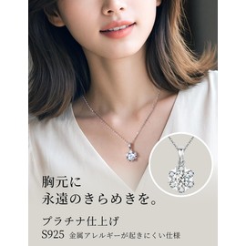 EVER FLAWLESS Women's Necklace, Made in Japan, Snowflakes, Gift, Treat Yourself, Mother's Day Gift, Sterling Silver, Azuki stepless adjustment