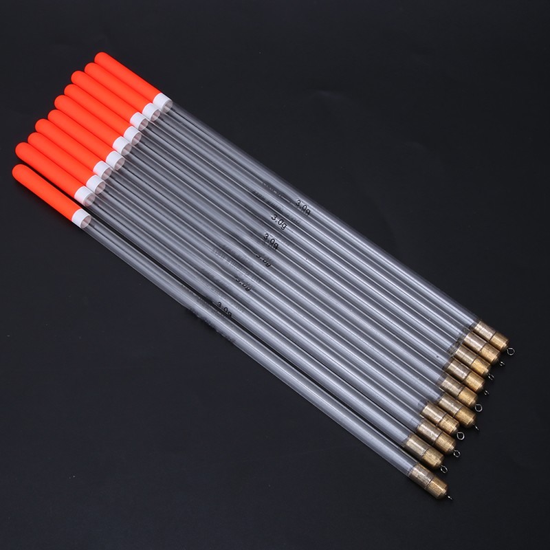 10 pcs Durable Plastic Fishing Floats Bobber Stick Tube Multi