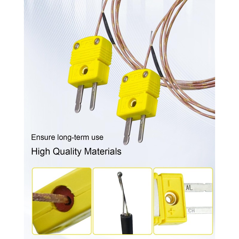 5Pcs K Type Mini-Connector Thermocouple Temperature Probe Sensor, 1 Meter