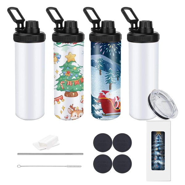 20oz sublimation sport tumblers blanks with two lids ，flat edge