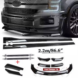 Unbranded For Ford F150 F-150 Truck Front Bumper Spoiler Body Kit /Side Skirt Glossy