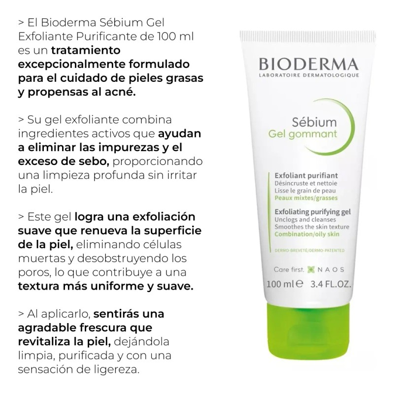 Bioderma Sébium Gel Exfoliante Purificante 100 Ml Grasa/mixta