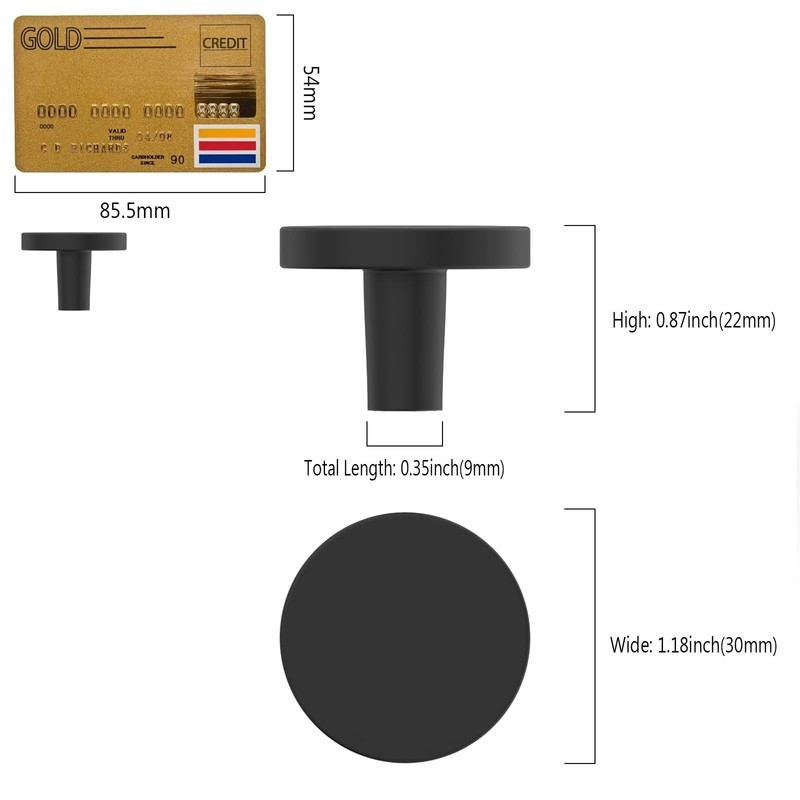 Amerdeco 10 Pack Matte Black Cabinet Knobs Single Hole Cabinet