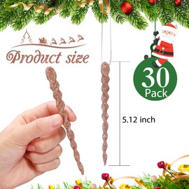 Boao 30 Pieces Plastic Icicle Twisted Plastic Icicle Christmas Ornaments Icicle Decoration Christmas Tree and Holiday Xmas Party Wedding Hanging(5.12 Inch,Bright Red Bronze)