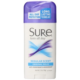 Sure Original Solid Anti Perspirant and Deodorant, Regular Scent, 2.7-Ounces (Pack of 6)