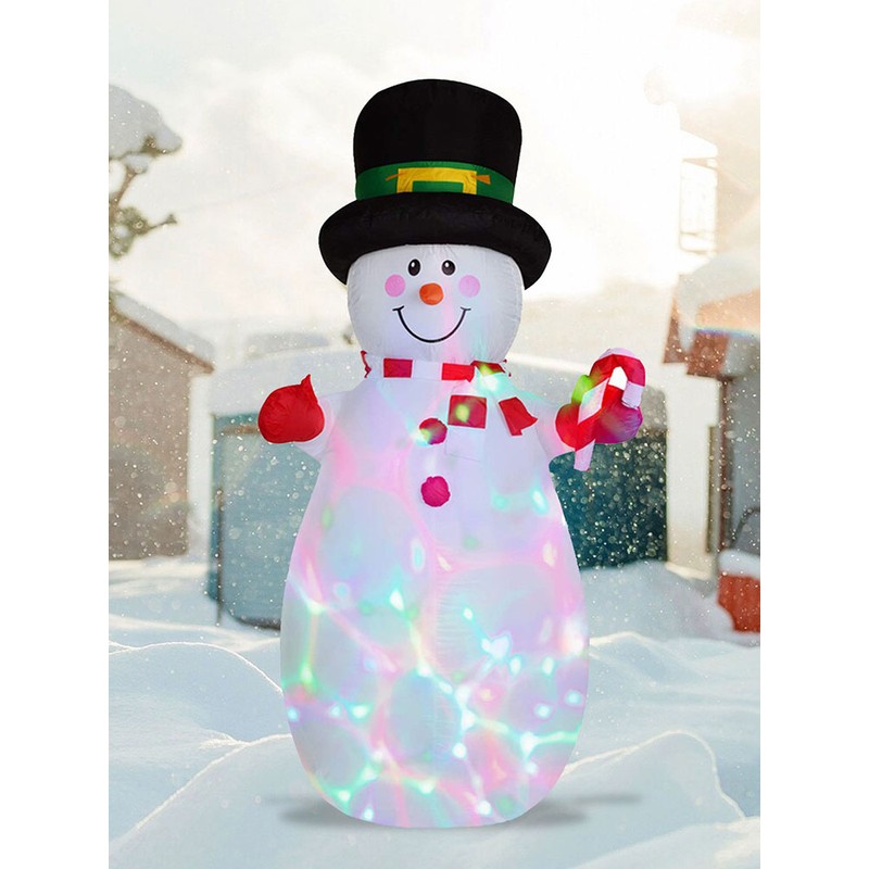 1.8m Christmas Yard Decoration Rotating Colorful Lights Inflatable Snowman Model