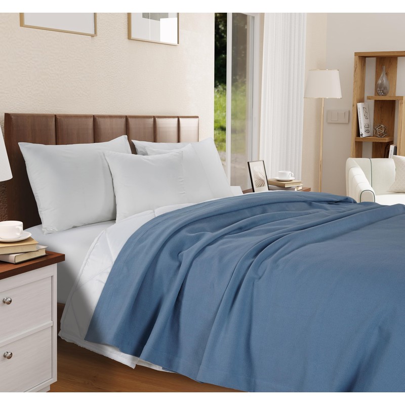 LANE LINEN Soft Cotton Blanket Queen Size 90"x90" – Lightweight