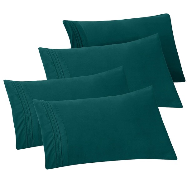 Elegant Comfort 4-Pack Solid Pillowcases 1500 Premium Hotel Quality Microfiber