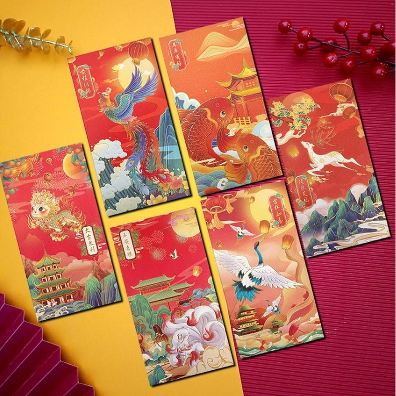 GFM Premium Traditional Chinese Red Envelopes, Lucky Money Envelopes, Red