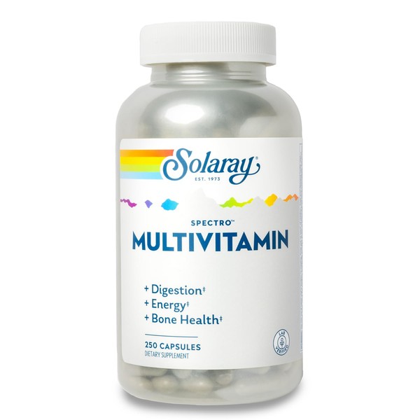 SOLARAY Spectro Multivitamin with Iron - Multi Vitamin with Calcium, Magnesium, Energizing Greens, Herbs & Digestive Enzymes - Digestion, Energy, and Bone Health Support (41 Serv, 250 CT)