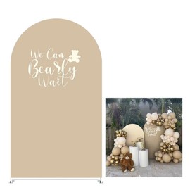 KONPON Light Brown Arch Backdrop Covers Baby Shower Birthday Party Decorations We Can Bearly Wait Arches Background Stretchy Fabric Cover Wedding Parties Decors (4x7.2FT), KPUS-GX-2360-120x220cm