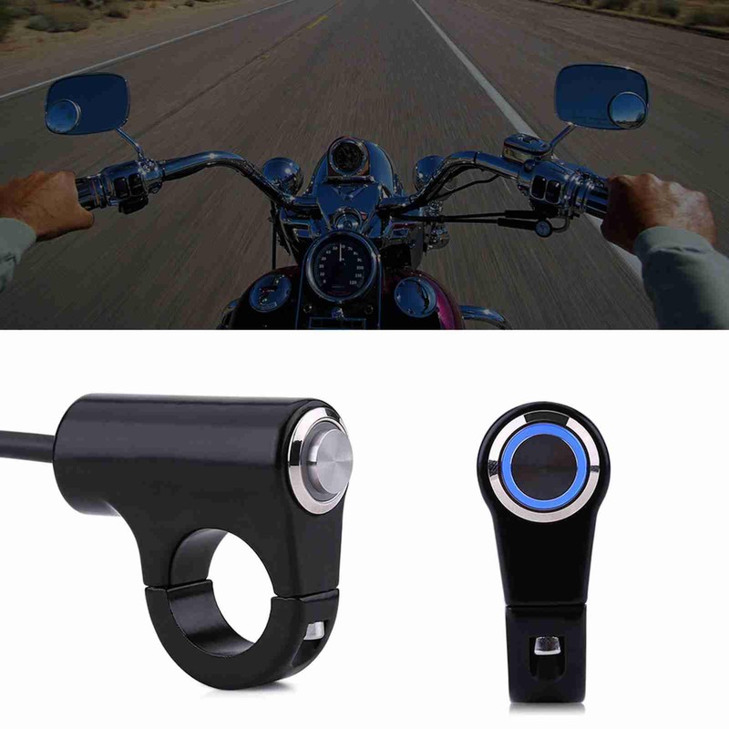 22mm Motorcycle Handlebar Mount Switch Push Button ON/Off Blue Ray