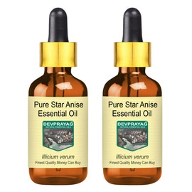 Devprayag Pure Star Anise Essential Oil (lllicium verum) with Glass Dropper Natural Therapeutic Grade Steam Distilled (Pack of Two) 100ml X 2 (6.76 oz)