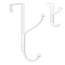 niffgaff Over Door Hook 2-Pack - Heavy Duty Door Hook with Support Pads, No Drilling Required, Anti-Rust Over The Door Hanger, 6.5 Inches Tall, Fits Doors Up to 1.7 Inches Thick, White