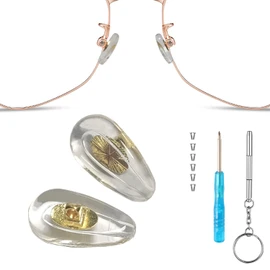 Mr.ZzjOOj Almohadillas de nariz de silicona suave para gafas, 6 pares de almohadillas de nariz con núcleo de metal atornillado, kit de reparación de almohadillas de nariz con microtornillo y destornillador (dorado)