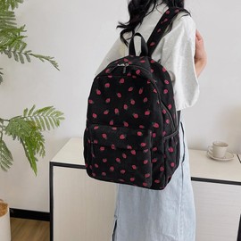 HiTotes Strawberry Backpack Corduroy School Bag Cute Kawaii Backpack Aesthetic Backpack Travel Daypack Laptop Rucksack for School College