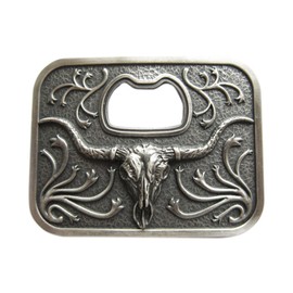 JEAN'S FRIEND Vintage Silver Plated Long Horn Bull Bottle Opener Belt Buckle also Stock in the US