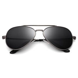 Pro Acme Classic Polarized Aviator Sunglasses for Women Men - UV 400 Protection 57MM (Gunmetal Frame | Black Lens)