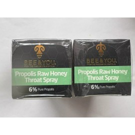 Bee & You 2 PACK 6% Pure Propolis Raw Honey Throat Spray 1oz Each Exp 07/2027