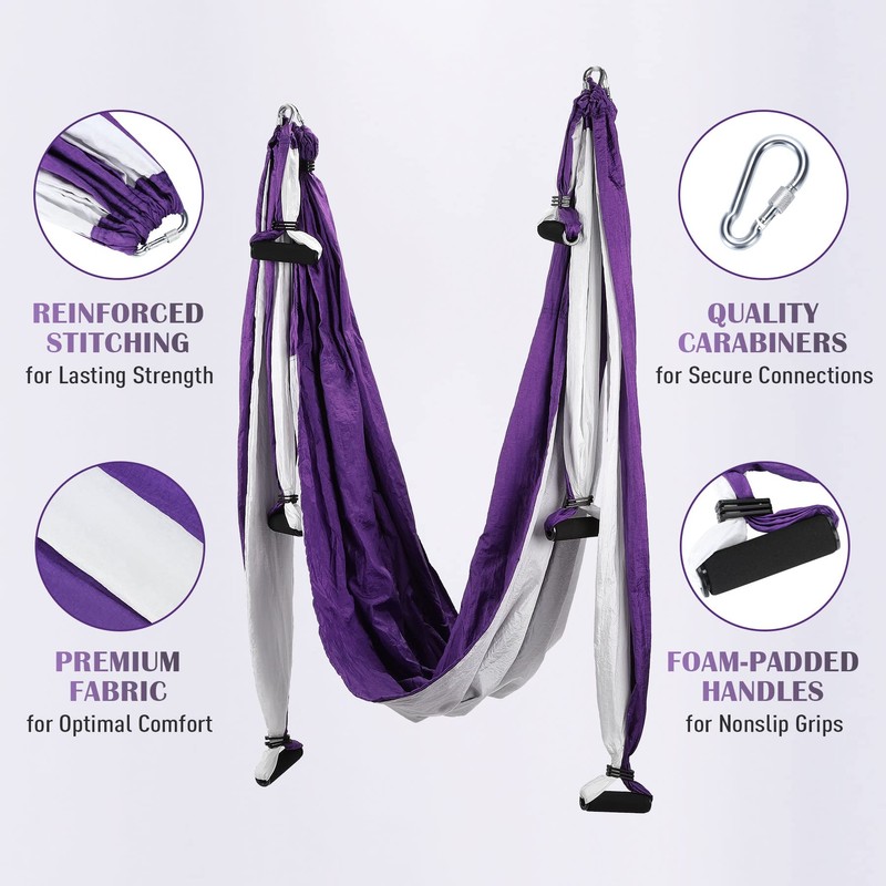 ZELUS Aerial Yoga Swing Sling Strong Yoga Hammock Kit Set