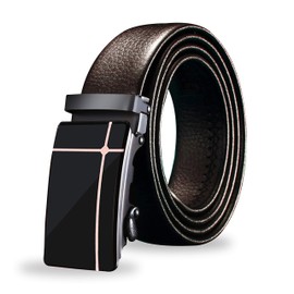 Vedicci Cinturon para hombre de piel sintética/vegana con sistema de cierre automático. Cinturones hombre para uso casual y formal. Cinturon para caballero. Belt Men Tezius (M/L, Café)