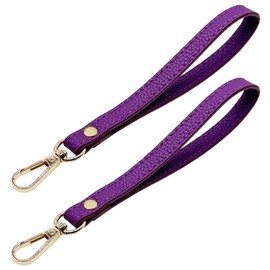 JMZLLRX 2 Stück Handgelenkschlaufe aus Leder, 20cm Lang Leder Handschlaufe Ersatz für Clutch Geldbörse Schlüssel, Schlüsselanhänger Tasche DIY (Gold Lila)