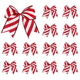 12 Pcs Christmas Bows Decoration,6 Inch Wreath Bows Christmas Tree Bows for Xmas Tree Ornaments Wedding Gift Wrapping Holiday Party Home Decor (Red and White)