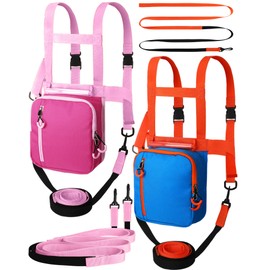 Toulite 2 Pcs Kids Ski Harness and Snowboard Harness Trainer for Kids Ski Training Toddler Ski Harness Teach Your Child The Speed Control of Skiing and Snowboarding (Blue Orange and Pink)
