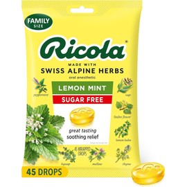 Banded Ricola Big Bag Sugar Free Cough Drops Drops 2245, Lemon, lemon mint, 45 Count...