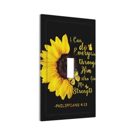 Inspirational Quote Bathroom Sunflower 1 Gang Light Switch Plate Decorative Single Toggle Wall Plate Cover Electrical Switchplate Faceplate for Bedroom Room Decorate