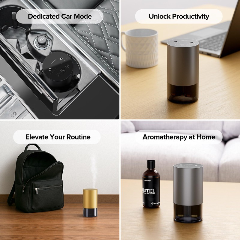 Airversa Dual-Nozzle Waterless Essential Oil Diffuser for Home Rechargeable Scent