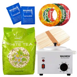 Waxness White Tea Cream Stripless Waxing Kit with 35.27 oz / 1 kg Wax Bag
