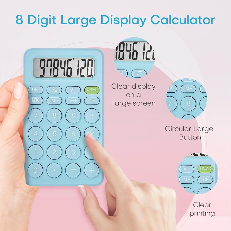 Basic Cute Calculator Four Function for Teachers Students Basics Office,