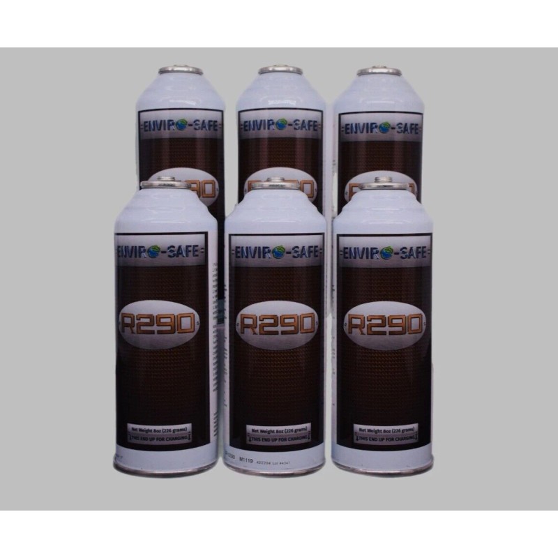 envirosafe R290 Refrigerant, 6 Cans + Charging Gauge | Inverted