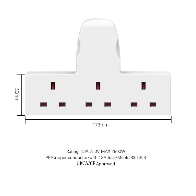 Plug Adapter,3 Way Plug Adapter UK Surge Protector Socket Adapter